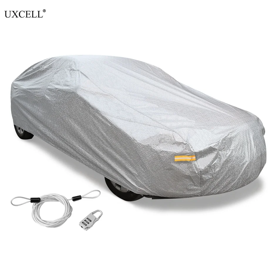 

Uxcell Soft Aluminum Car Cover Outdoor Weather Waterproof Breathable Scratch Rain Snow Sun UV Heat Resistant with Reflective