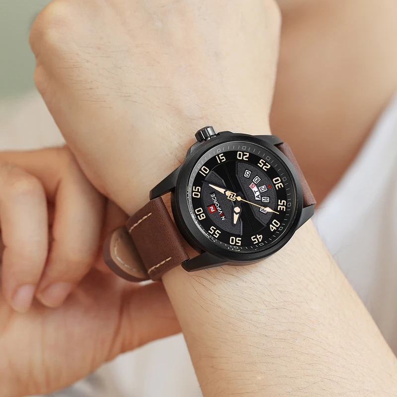 Часы мужские кварцевые в стиле милитари с кожаным ремешком|watch brand|watch brand menwatch f |