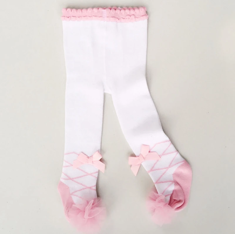 Baby Girls Tights Ballet Style Bow Lace Dance Tights Stocking Cute