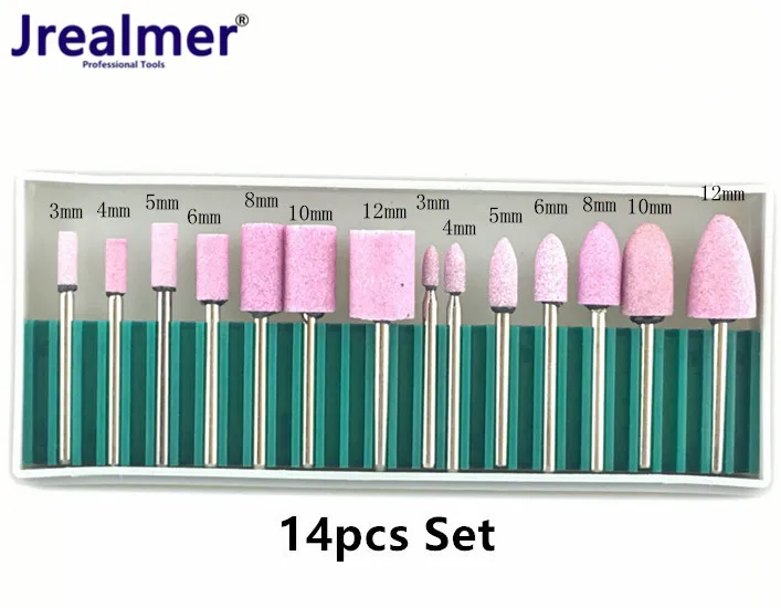 Jrealmer 14 шт. Ассорти набор 3-12 мм Цилиндрический абразивный камень для Dremel роторные инструменты шлифовальный камень колесо голова