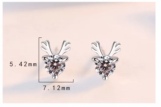 Модные милые серьги Лось 925 stering Серебро серьги-гвоздики ASOS S067