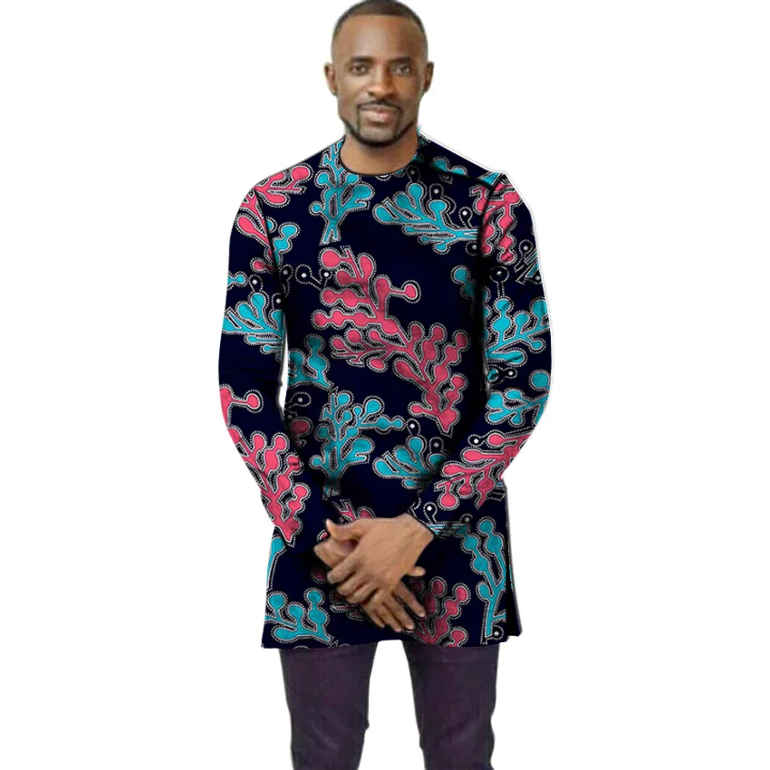 Африканская одежда мужская рубашка slim fit Анкара o-образным вырезом печати Топы настроить для свадебной одежды мужские формальные футболки "Анкара"