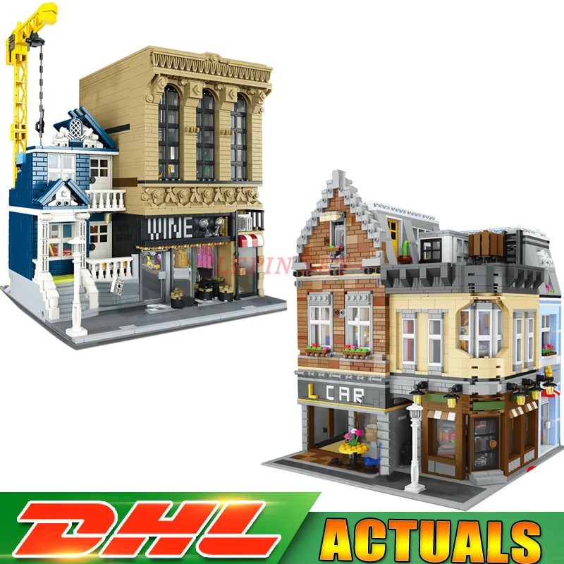 

DHL LEPIN 15034 The New Building City+ 15035 The Bars and Financial MOC Set Model Building Block Bricks DIY Toys Gifts