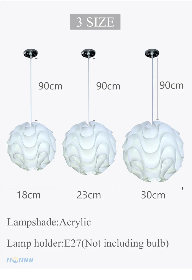 Nordic подвесные потолочные светильники акриловый шар Скандинавская лампа кружится голова Лофт; японский стиль; стиль люстра выше таблице веревка лампа