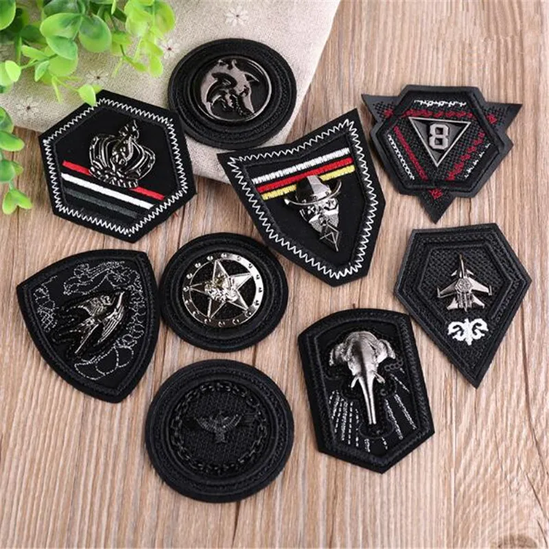 10pc Cool Metal Leather Badge Applique Clothing Embroidery Patch Fabric Sticker Sew On Patch