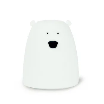 

USB Rechargeable Silicone Night Lamp Cute Bear Shape Tap Night Light Clever Animal Seven Colors Soft Light Table Desk Lamp7color