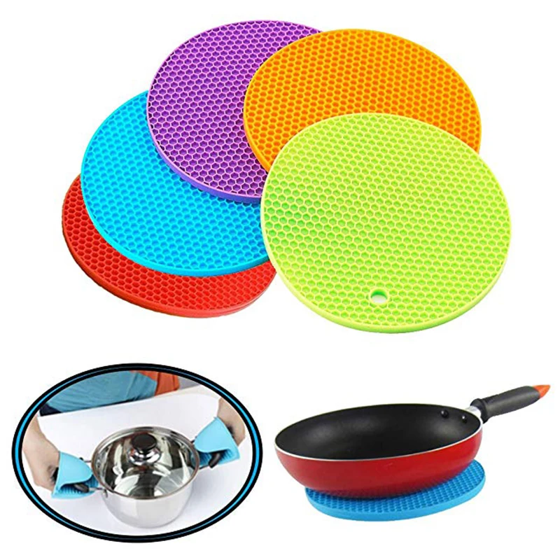 

Thick Silicone Trivet Mat Hot Pads Non-slip Silicone Insulation Mat For Home Use Multipurpose Kitchen Utensils Heat Resistant