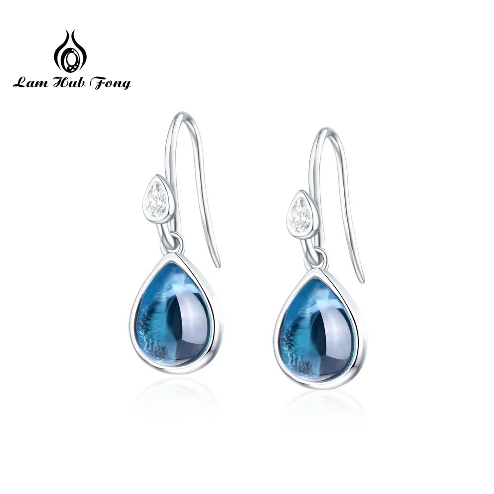 

925 Silver Sterling Garnet Earring Hooks with Gem Stones Topaz Aquamarine Earrings for Women Luxury Gemstone Jewelry Fine Unique