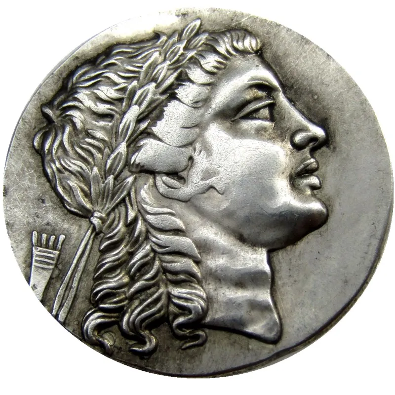 

Rare Large Medallic Ancient Greek Silver Tetradrachm Coin from Myrina Aeolis - 150BC copy coins