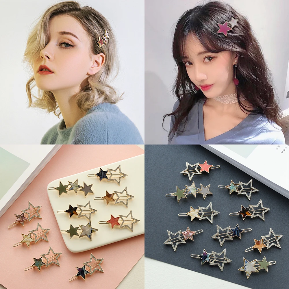 

1pc Women Cute Acetate Round Star Alloy Hair Clip Headwear Hair Ornament Headband Hairpin Barrette Fashion Hair Accessories