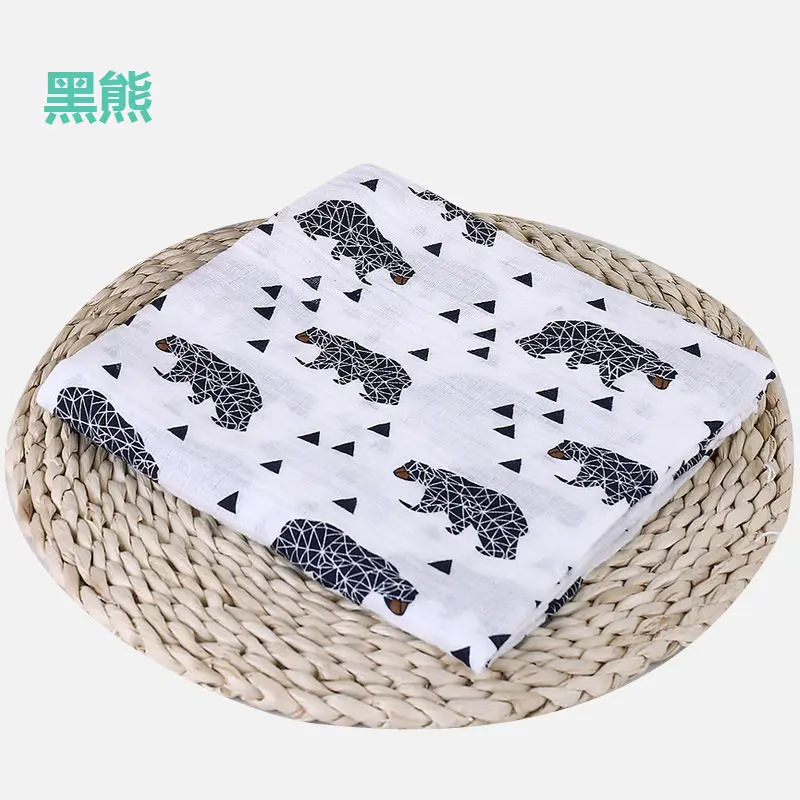 Муслиновые пеленки для новорожденных, качественные детские многофункциональные хлопковые одеяла для младенцев, 120*120 см - Цвет: hei xiong