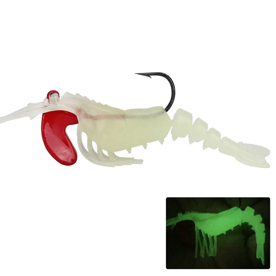 1 шт. рыболовная Мягкая приманка 9 см 13 г светящаяся кальмарная приманка в виде креветки рыболовные приманки мягкие креветки для морской рыбалки воблер - Цвет: 2