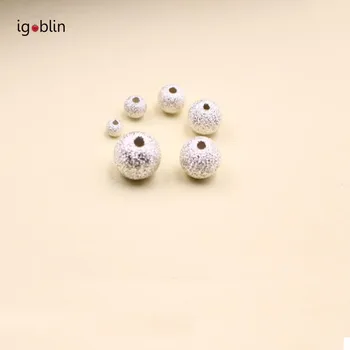 

Real Silver DIY Bracelet Basic Material Hole Simple Dull Polish Simple Carve Flower Pattern Round Divide Location Bead i004G
