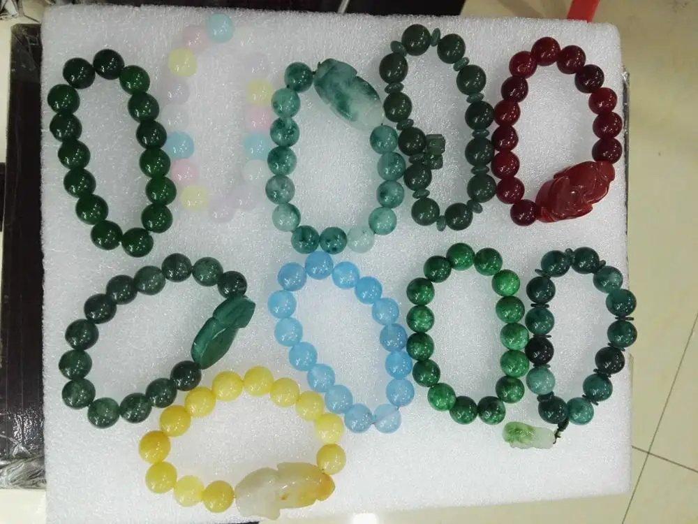 

Wholesale 10pcs Natural Jade 12mm Round Beads Women Stretched Bracelets