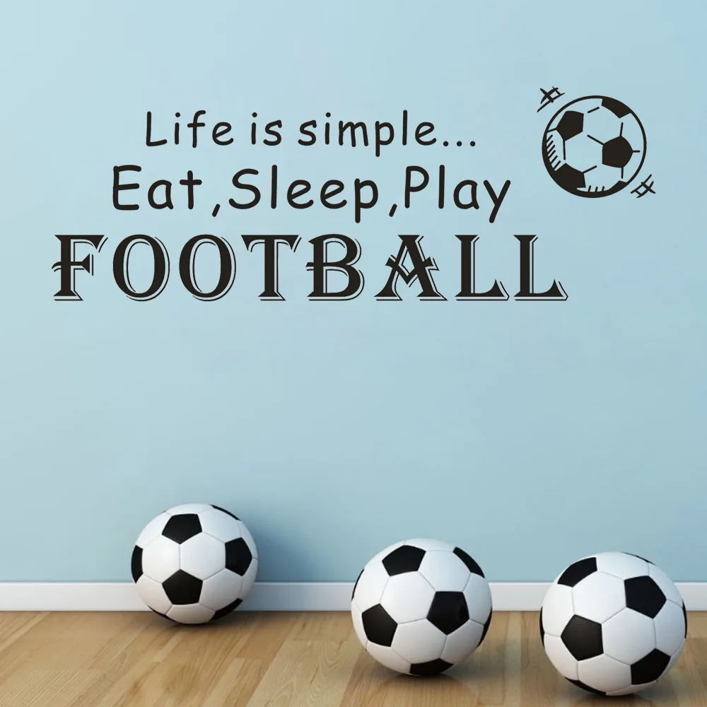 1 шт. виниловая настенная наклейка Life is simple play football Декор для дома цитата