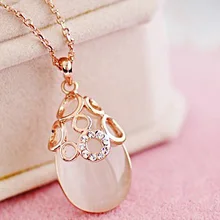 Italina Rigant Envío Gratis Joyería de Oro Rosa Plateado regalo para mujeres niñas gargantilla Collar de Cristal Opal waterdrop de La Vendimia