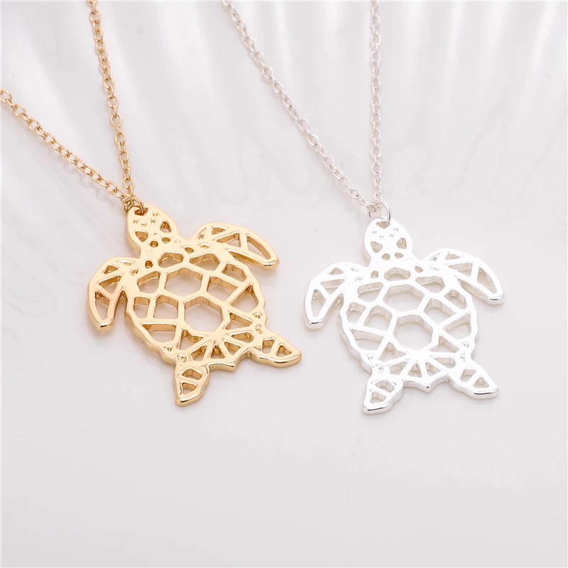 2017 Cute Animal Necklace Jewelry Origami Tortoise Necklace Lucky