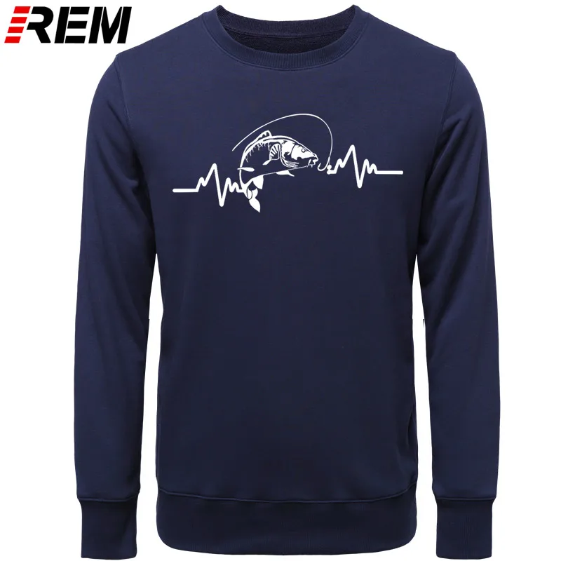 NAVY WHITE Худи REM, популярная одежда, хлопок, для мужчин, высокое качество, сердцебиение карпа, рыбака, рыбака, приманки, Толстовки, Толстовки - Цвет: NAVY WHITE