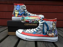 Sneakers Men Women Converse All Star Borderlands Design Hand Painted Shoes Man Woman High Top Canvas Skateboarding Shoes