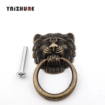

4Pcs Mini Vintage Lion Head Furniture Door Pull Handle Zinc Alloy Cabinet Dresser Drawer Knobs
