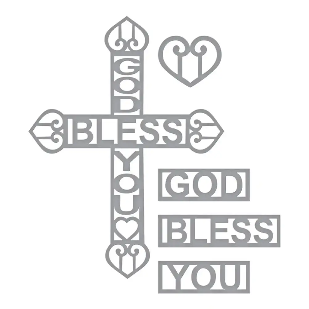 

DIY God Bless You Cross Metal Cutting Dies For Scrapbooking Marking DIY Handcraft Embossing Stencil Template