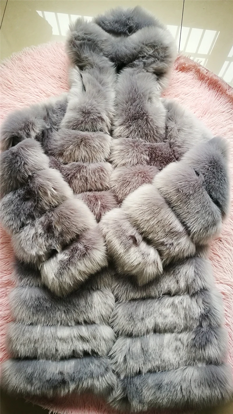 Роскошное длинное пальто из искусственного меха, вес 1,8 кг, повседневное плотное пальто с длинным рукавом из лисьего меха, плюшевое пальто, теплое пальто размера плюс 4xl, зимнее меховое пальто с капюшоном