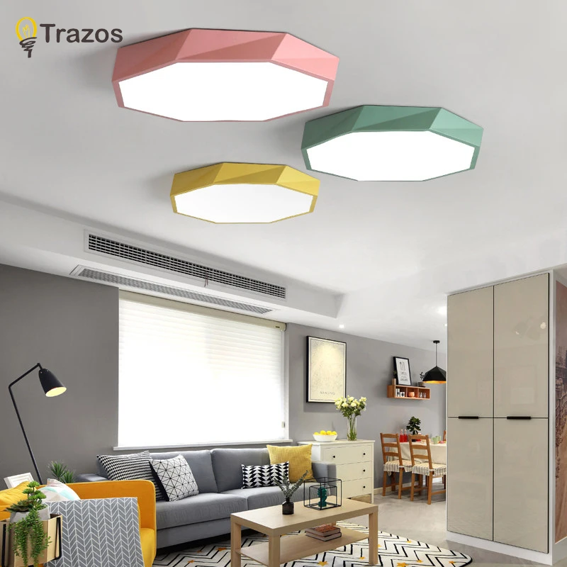 

TRAZOS Designer Modern Metal LED Ceiling Lights White Black Round Rectangular Dimmable Lamps For Bedroom Corridor Living Room