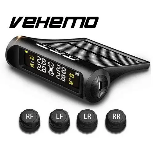 

Vehemo Lcd Tire Pressure Alarm Tire Pressure Monitoring System Anti-Explosion TPMS Durable Car Tire Monitoring Wireless