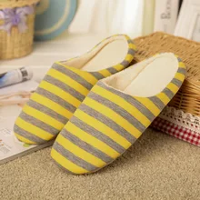 KESMALL Striped Soft Bottom Home Slippers Cotton Warm Shoes Women Indoor Floor Slippers Non-slips Shoes For Bedroom House WS313 suihyung new women winter home slippers warm indoor shoes girls non slip floor cotton slippers soft bottom bedroom thermal shoes