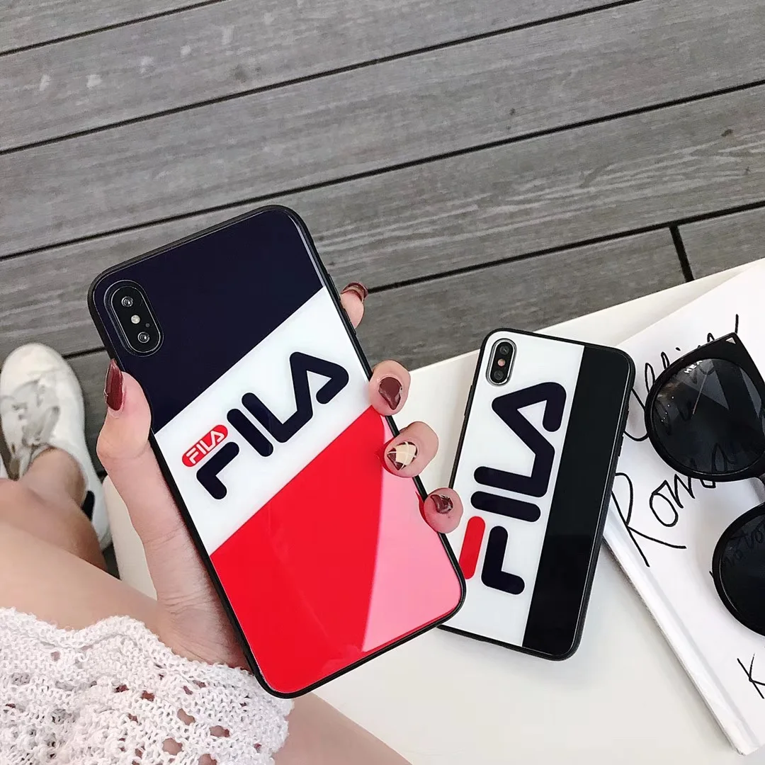 

Sport Brand Glass Case For iPhone Xs Max X xr 8 7 6 6S Plus Simple letter Luxury Cover for Samsung s10 plus s9 s8 note 9 coque