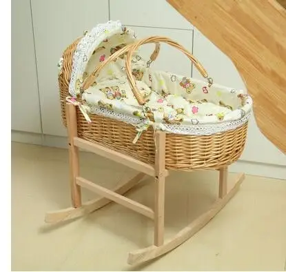 wooden baby rocker bed