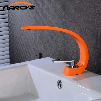 

Basin Faucets Modern Bathroom Mixer Tap Orange Washbasin Faucet Single Handle Single Hole Hot and Cold Crane For Bathroom XT-420