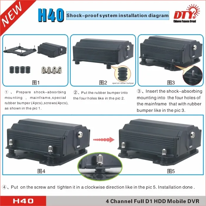 4ch CCTV Мобильный DVR, полный D1 4 канала 3G Мобильный DVR, h40-3G DVR + 4 камеры + 7' ЖК-дисплей монитор)