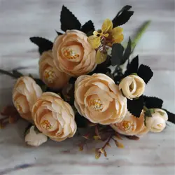 Новый искусственный Rose Шелковые цветы камелии Свадебный букет невесты Home Decor 28*4