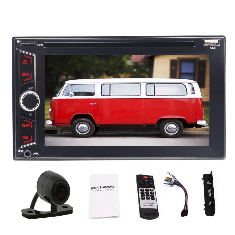 

6.2" Capacitive In-dash Audio (no GPS Navigation) Double 2Din Bluetooth Car Stereo In Dash Video Auto radio DVD/CD Player+Camera