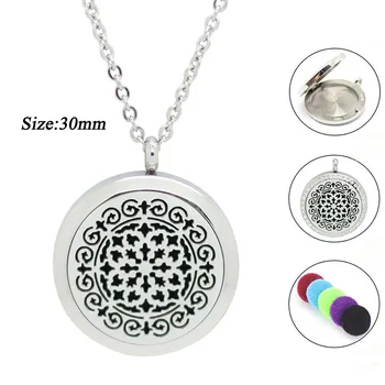 

With Chain as Gift! 316L Stainless Steel 25mm 30mm Essential Oil Diffuser Aromatherapy Locket Pendant