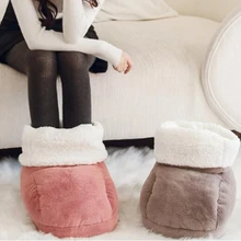 Электрический подогреваемый теплый массажер для ног теплые зимние толстые меховые теплые удобные флисовые замшевые обогреватель для ног съемные моющиеся туфли 3