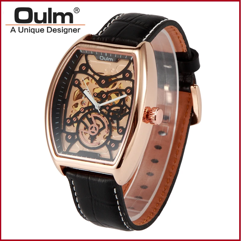 Fashion Men Brand font b OULM b font font b Mechanical b font Watches Leather Strap