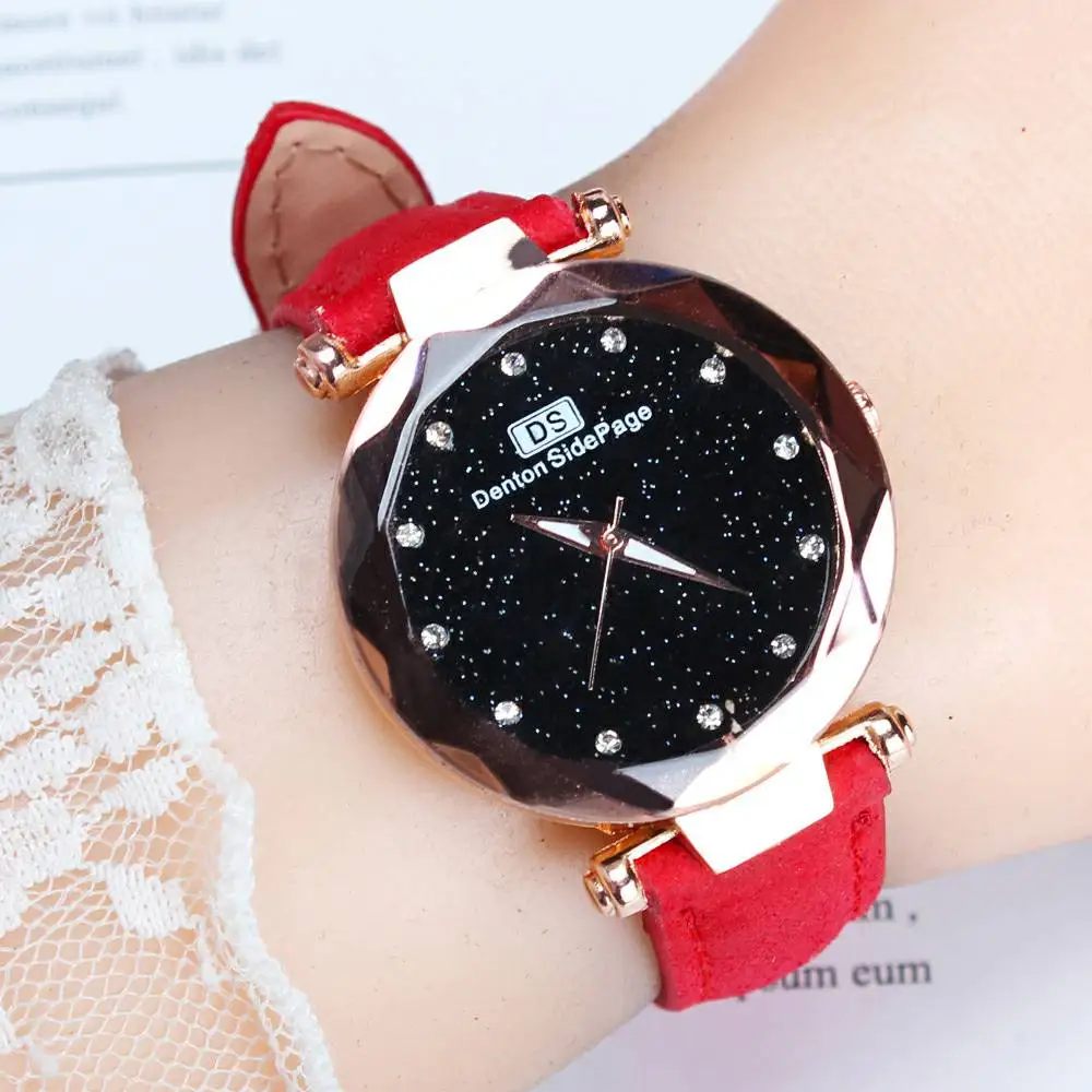 

Discount Sale Women's Watches Starry Sky Star Hot Watch Leather Rhinestone Watch Fashion 2019 New Quartz Clock Relogio Feminino