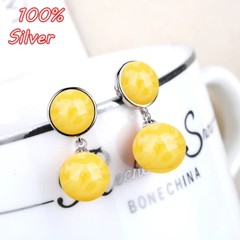

100% 925 Sterling Silver Color Earrings studded with amber wax turquoise earring blank 6mm-12mm