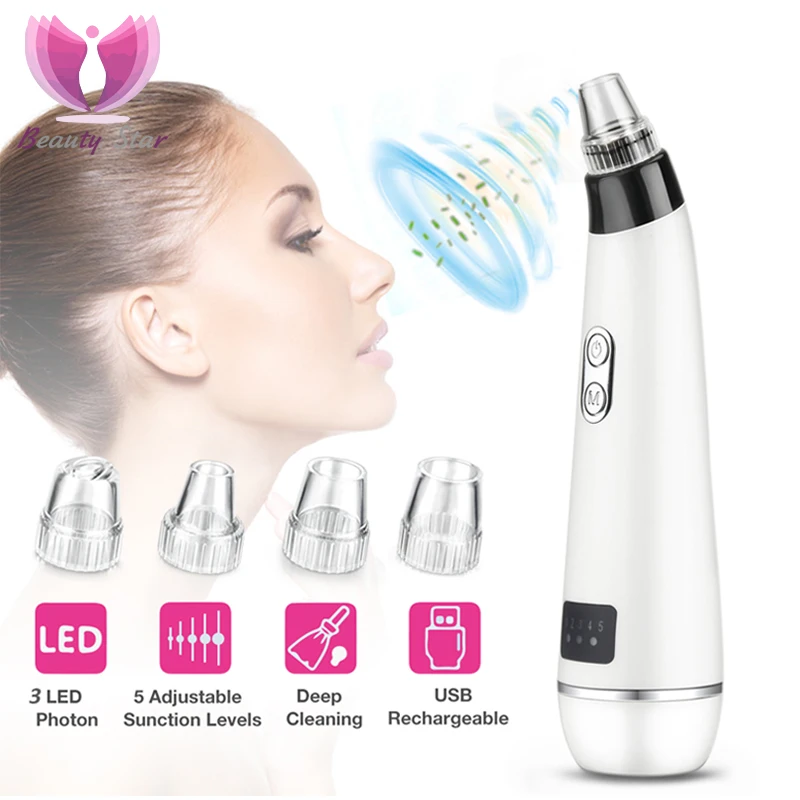 

Beauty Star Blackhead Remover Vacuum Suction Pore Vacuum Cleaner Face Deep Pore Acne Pimple Removal Tool Face Cleaning Skin Care