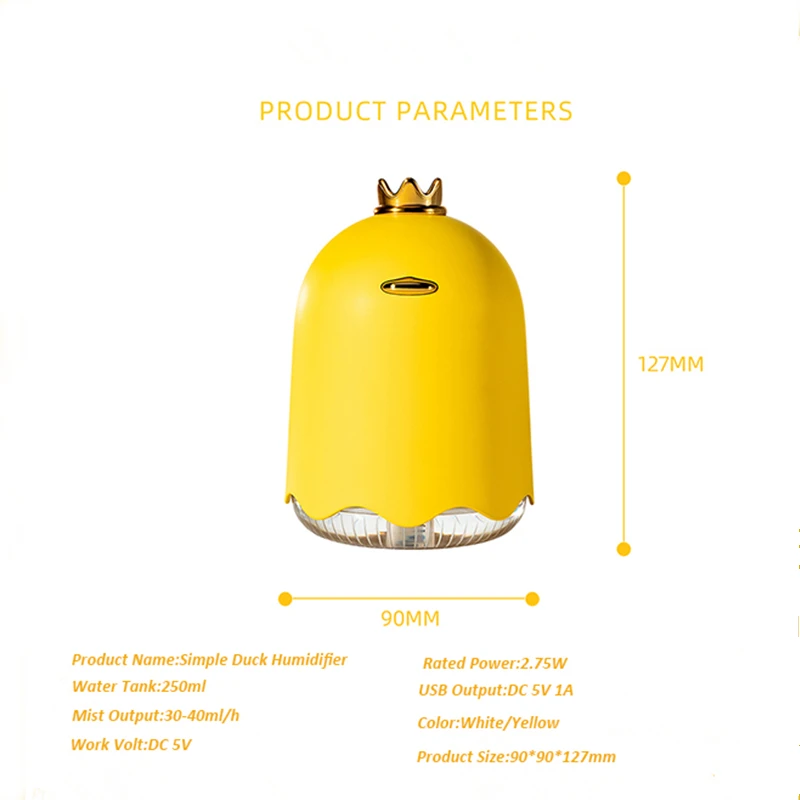 Portable Car USB Air Humidifier Ultrasonic Mist Maker Fogger High Quality Essential oil Diffuser Funny Yellow Duck Aroma Difusor