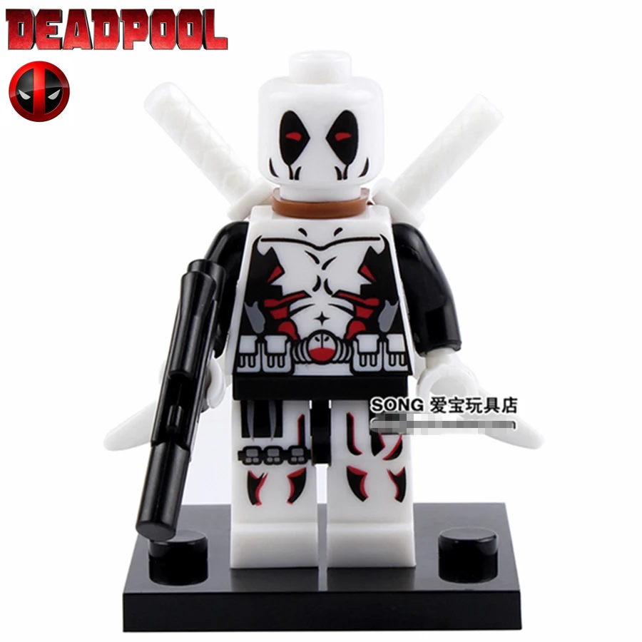 Kopen Enkele Koop Wit Deadpool Wade T. Wilson met Gun X MEN Avengers minifig Monteren XH187 DIY Bouwstenen Kinderen Speelgoed Gift