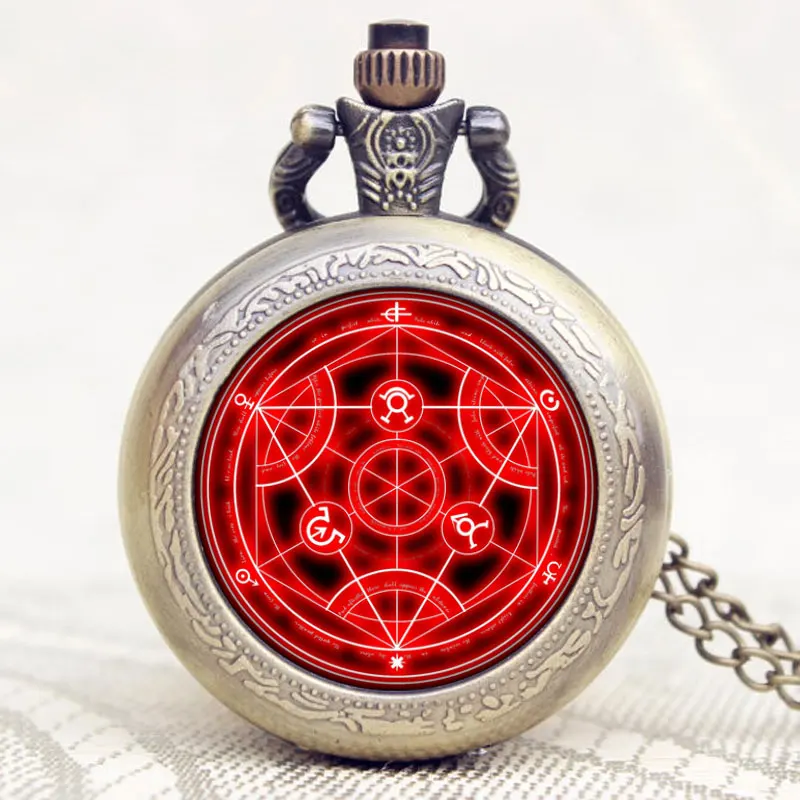 

Antique Fullmetal Alchemist Full Metal Case Bronze Pocket Watch With Chian Necklace Mens Women Christmas Gift Relogio De Bolso