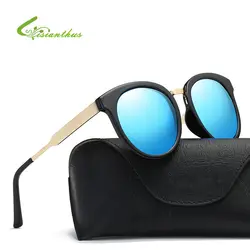 Поляризационные Солнцезащитные очки для женщин Для женщин ретро Стиль металлический кошачий глаз Рамки Защита от солнца Очки известный
