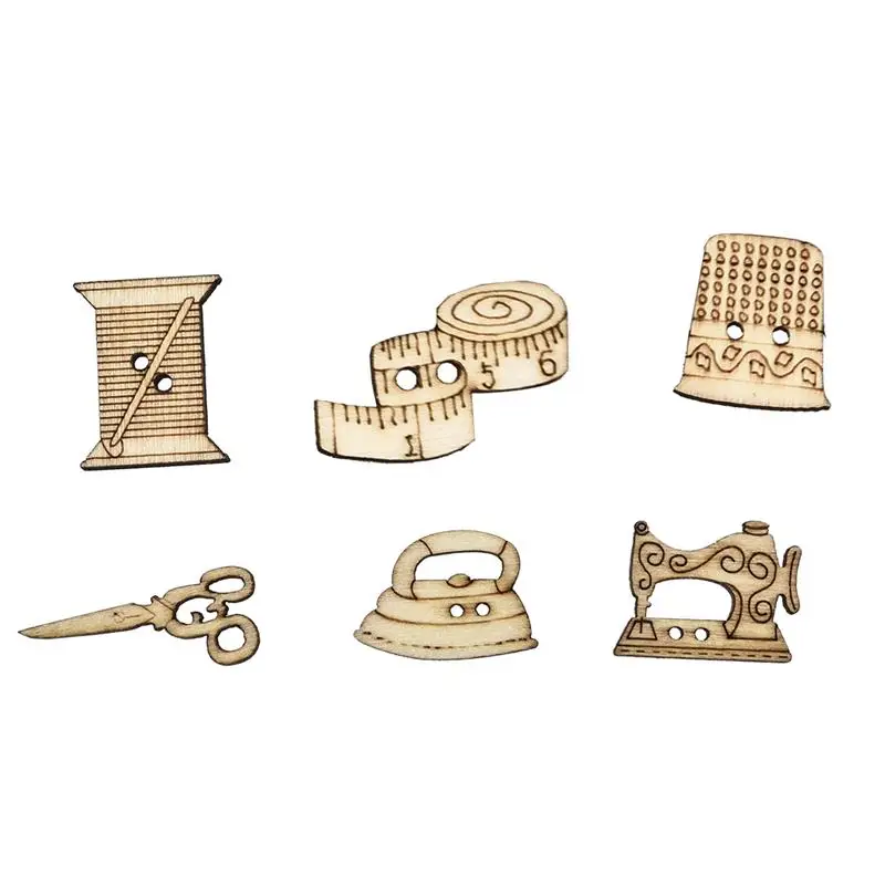 100Pcs Mixed Sewing Accessories Style Wooden Buttons Decorating Wood