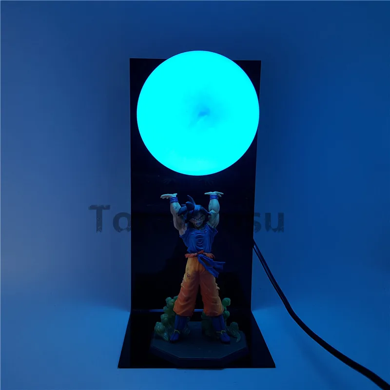 Белый Dragon Ball Z Son Goku Super Saiyan Spirit Bomb фигурка аниме Dragon Ball Z модель игрушки DBZ светодиодный синяя лампочка фигурка - Цвет: Белый