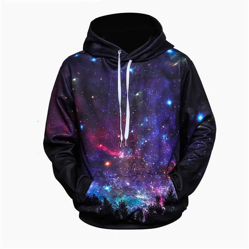 2018 Space Galaxy Sweatshirt With Cap Men Hooded Hoodies 3d Print Milky