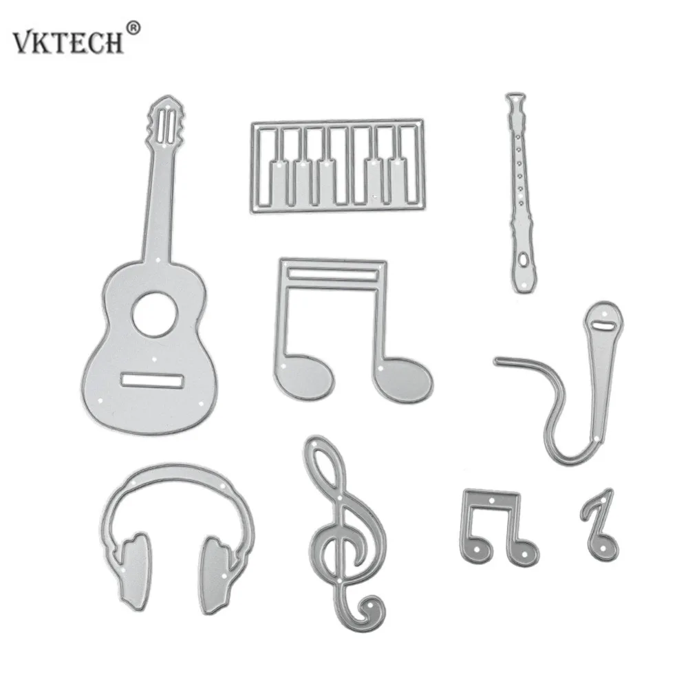 

9pcs/set Guitar Notes Piano DIY Scrapbooking Dies Metal Cutting Dies Stencil Photo Album DIY Decorative Craft Dies Cut