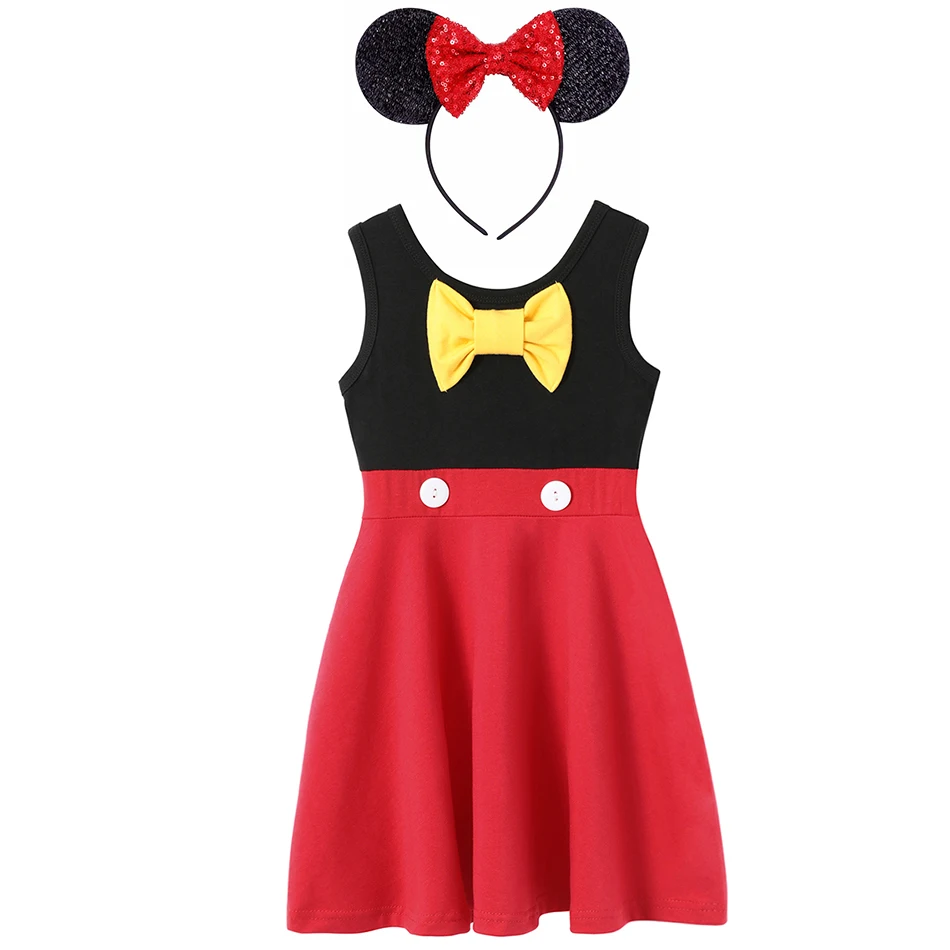 Kids Mickey Minnie Mouse Dress Girl Princess Costume Children Cosplay Mini Mouse Clothing Cartoon Halloween Party Fancy Dresses